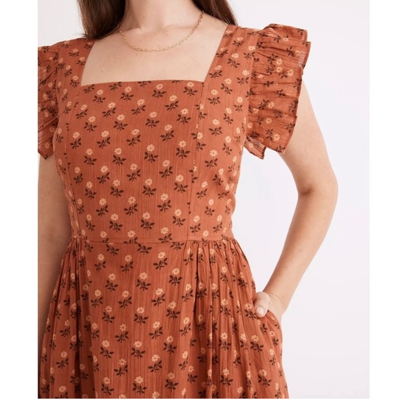 Madewell Ruffle-Strap Tiered Midi Dress in Wild Calendula Block-Print - Picture 2 of 11